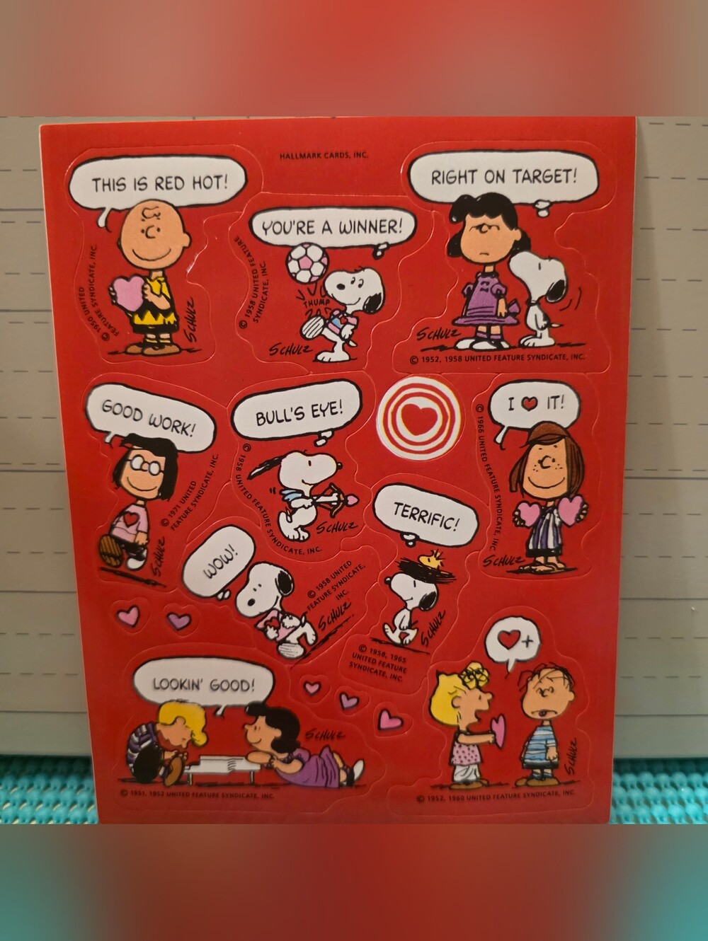 Vintage Peanuts Hallmark Valentines Sticker Sheets - Picture 2 of 2
